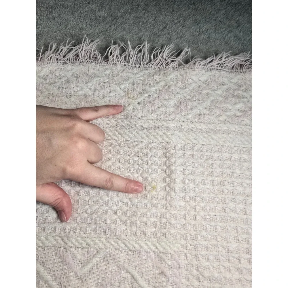 Vintage Woven Geometric Fringe Throw Baby Blanket Soft Pink Boho Textured 42x32